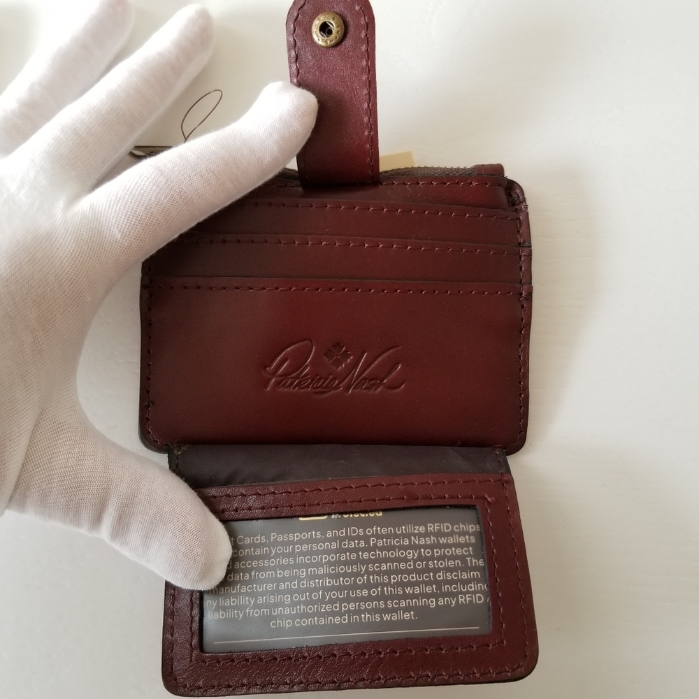 Patricia Nash Leather Cassis ID Wallet English Country NWT - Picture 4 of 5